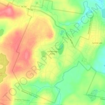 Conashaugh Lakes topographic map, elevation, terrain