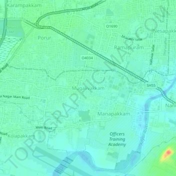 Mugalivakkam topographic map, elevation, terrain