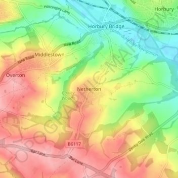 Netherton topographic map, elevation, terrain