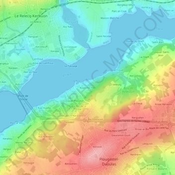 Koad Pec'hen topographic map, elevation, terrain