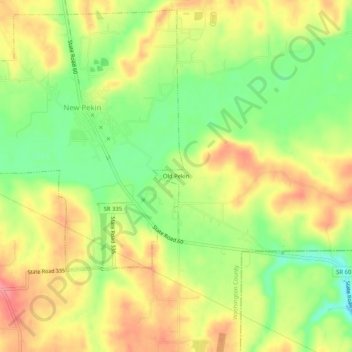 Old Pekin topographic map, elevation, terrain