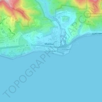 Malibu Beach topographic map, elevation, terrain