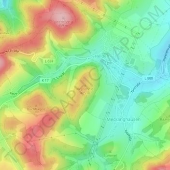 Repscheid topographic map, elevation, terrain