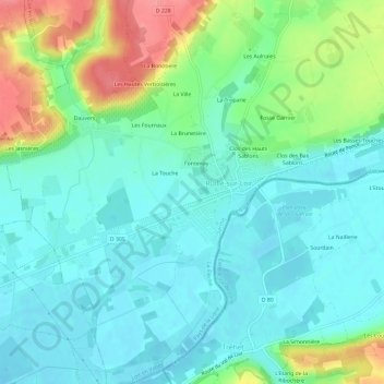 Le Clos topographic map, elevation, terrain