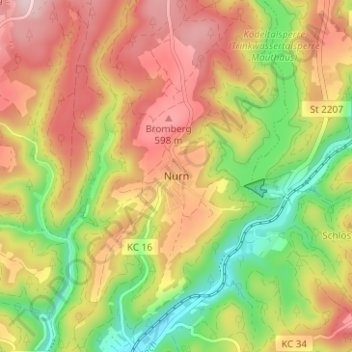 Nurn topographic map, elevation, terrain