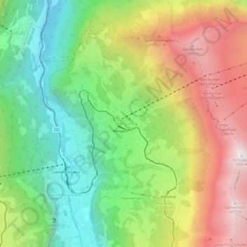 Wengen topographic map, elevation, terrain