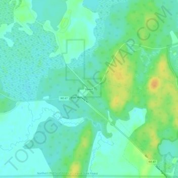 Powell topographic map, elevation, terrain