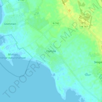 Olofsbo topographic map, elevation, terrain