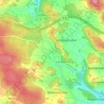 Reitelshofen topographic map, elevation, terrain