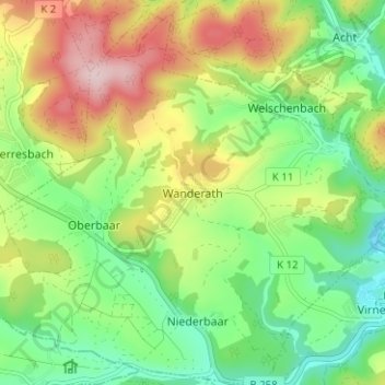 Wanderath topographic map, elevation, terrain
