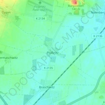 Plößnitz topographic map, elevation, terrain