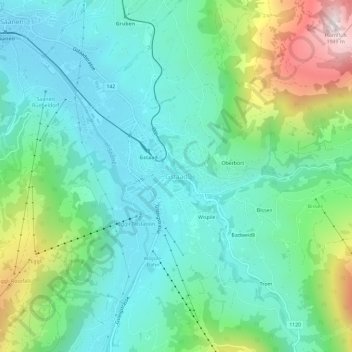 Gstaad topographic map, elevation, terrain