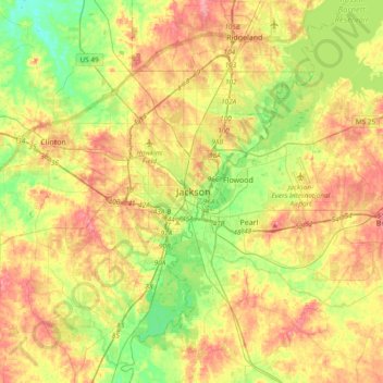 Jackson topographic map, elevation, terrain