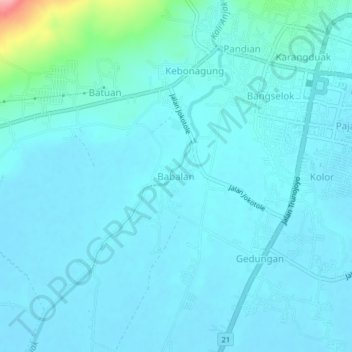 Babalan topographic map, elevation, terrain