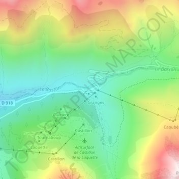 Tournaboup topographic map, elevation, terrain