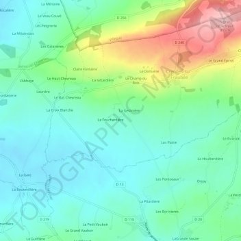 La Fontaine topographic map, elevation, terrain