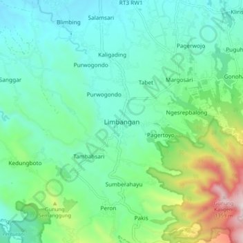 Limbangan topographic map, elevation, terrain
