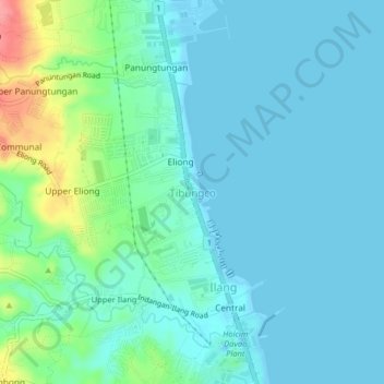 Tibungco topographic map, elevation, terrain