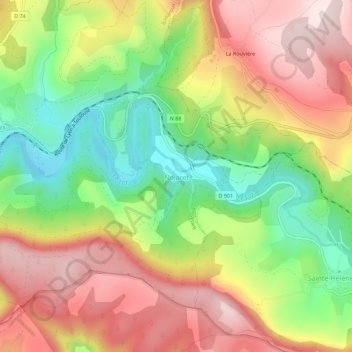 Nojaret topographic map, elevation, terrain