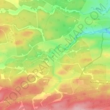 Stonehaugh topographic map, elevation, terrain