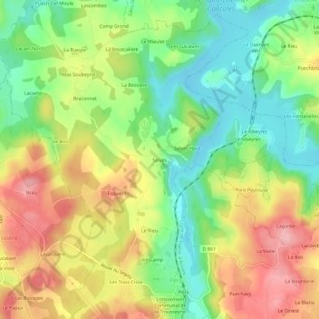 Selves topographic map, elevation, terrain