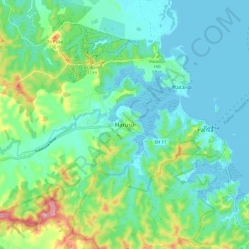 Haruru topographic map, elevation, terrain
