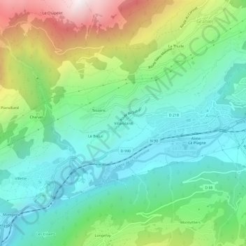 Villaroland topographic map, elevation, terrain