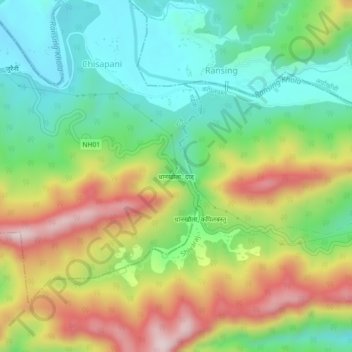 Dhankhola topographic map, elevation, terrain