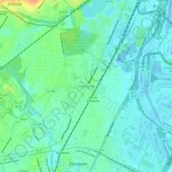 Crane Square topographic map, elevation, terrain