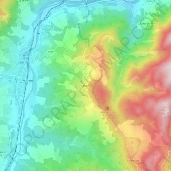Casigno topographic map, elevation, terrain