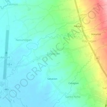 Salvacion topographic map, elevation, terrain