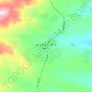 Debre Work topographic map, elevation, terrain