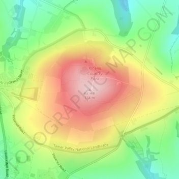 Kit Hill topographic map, elevation, terrain