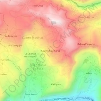 Castillo Cajamarca topographic map, elevation, terrain