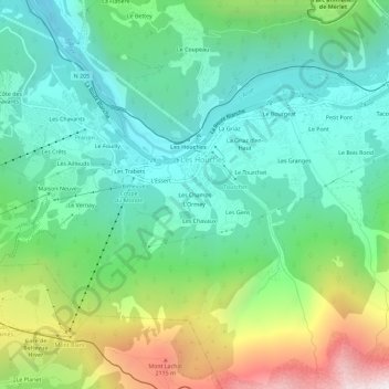 Les Champs topographic map, elevation, terrain
