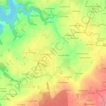 Le Clay topographic map, elevation, terrain