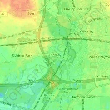 Thorney topographic map, elevation, terrain