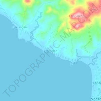 Calatunan topographic map, elevation, terrain