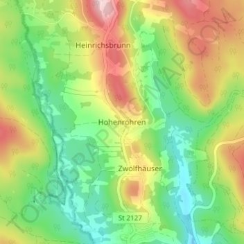 Hohenröhren topographic map, elevation, terrain