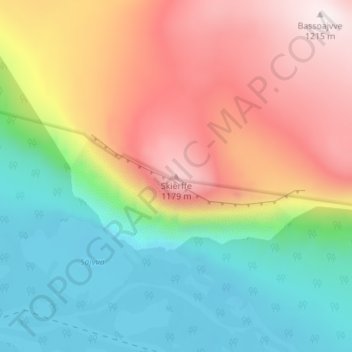 Skierffe topographic map, elevation, terrain