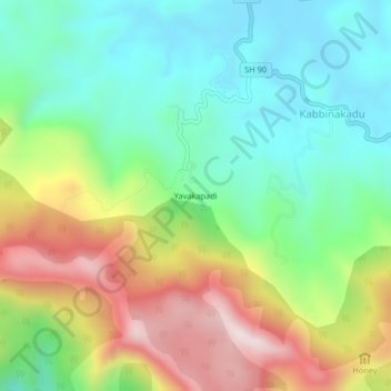 Yavakapadi topographic map, elevation, terrain
