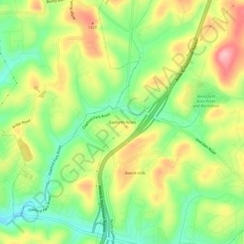 Basforth Acres topographic map, elevation, terrain