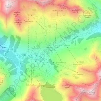 Kühtai topographic map, elevation, terrain