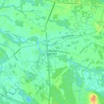 Southampton Township topographic map, elevation, terrain