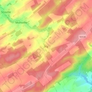Scy topographic map, elevation, terrain