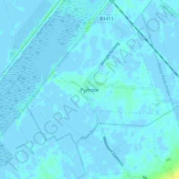 Pymoor topographic map, elevation, terrain