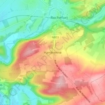 Hamerenne topographic map, elevation, terrain