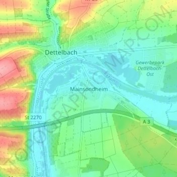 Mainsondheim topographic map, elevation, terrain