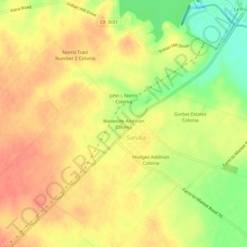 Wadeside Addition Colonia topographic map, elevation, terrain