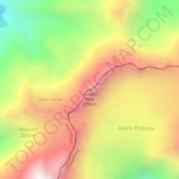 Hidden Peak topographic map, elevation, terrain
